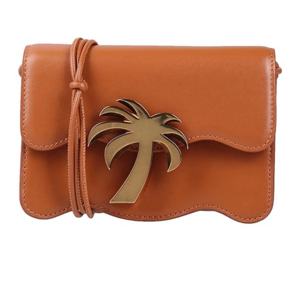 🤍 HOST PICK ✔️PALM ANGELS PALM BEACH TAN LEATHER CROSSBODY SHOULDER BAG NEW